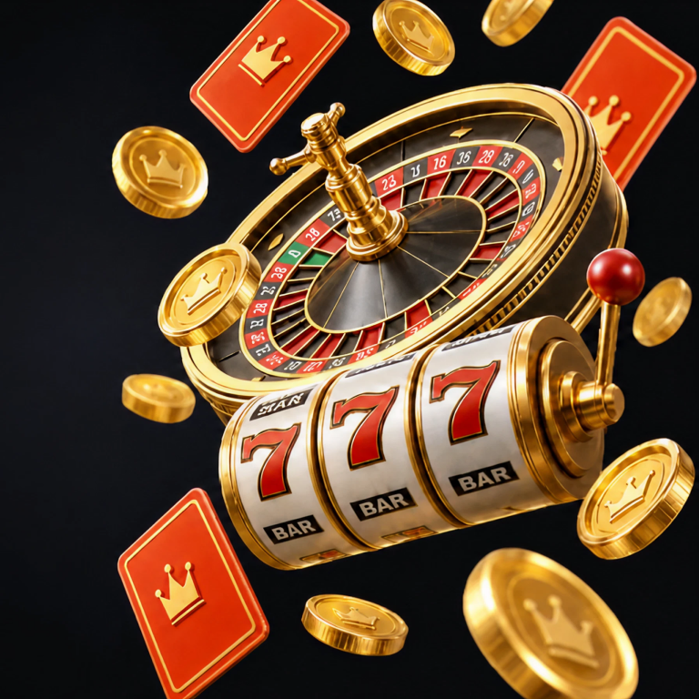 Colorful slot machine reels with coins and stars